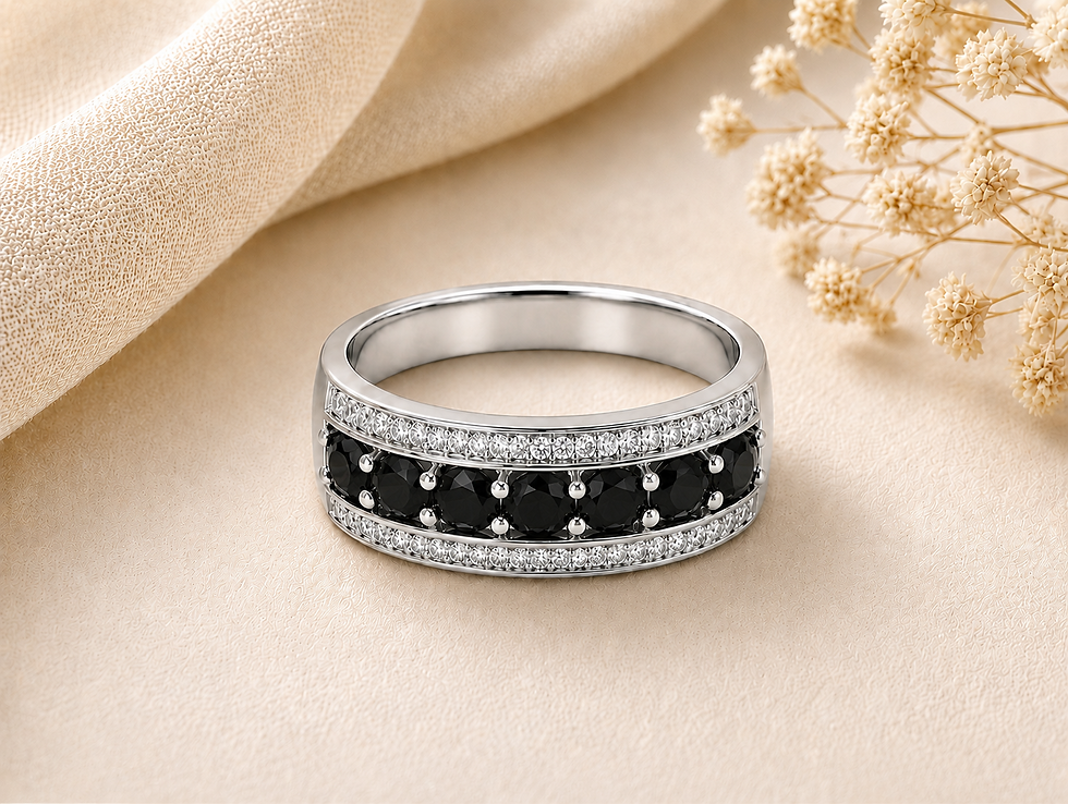 925 Sterling Silver 2 CT Black Spinel Eternity Wedding Band Ring