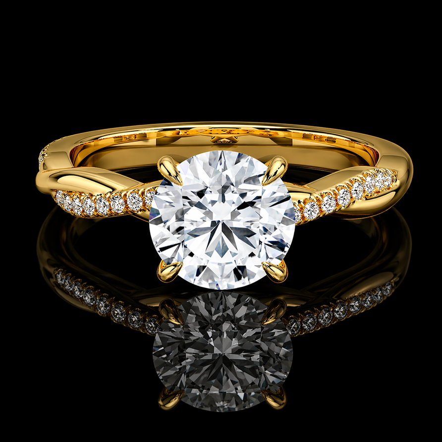 GRA Certified 1.5 CT Moissanite Round Brilliant Solitaire Engagement Ring