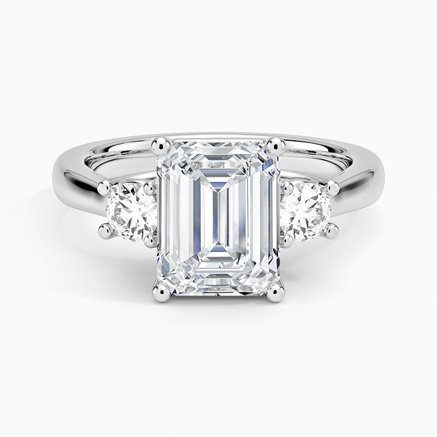 3 CT GRA Certified Emerald Cut Moissanite 3 Stone Engagement Ring