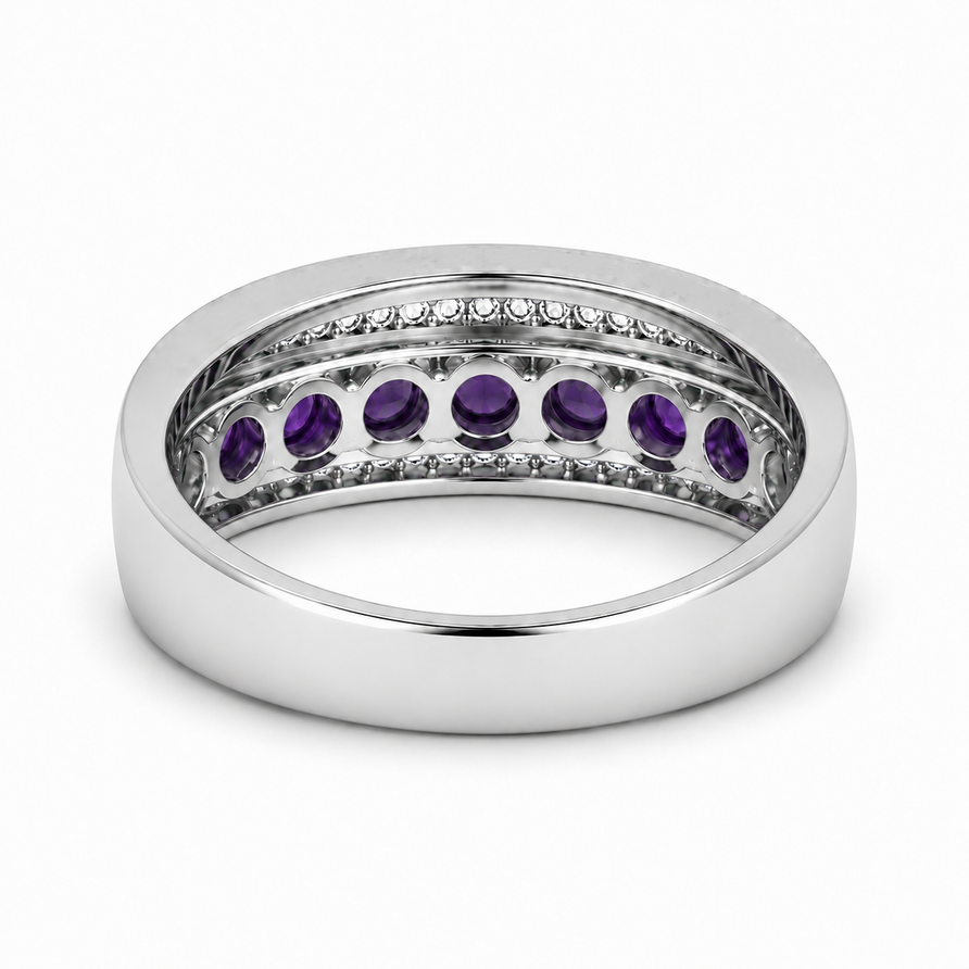 925 Sterling Silver 2 CT Amethyst Eternity Wedding Band Ring