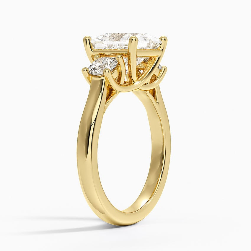 3 CT GRA Certified Princess Cut Square Moissanite 3 Stone Engagement Ring
