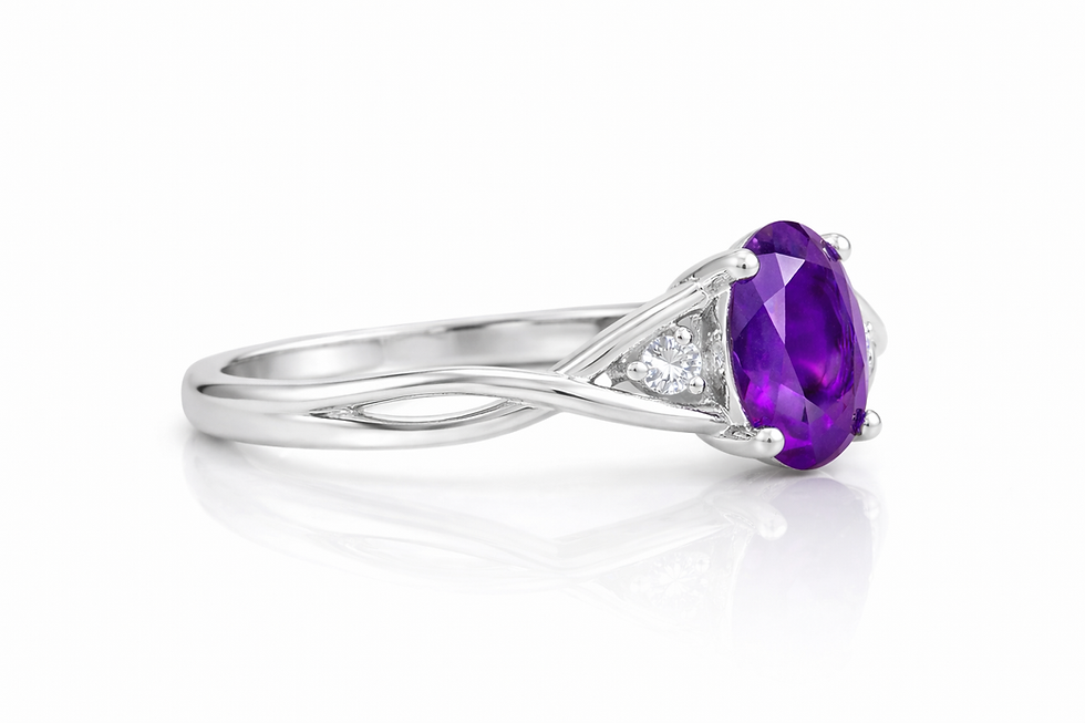 1.5 CT Oval Cut Amethyst Solitaire Ring in 925 Sterling Silver