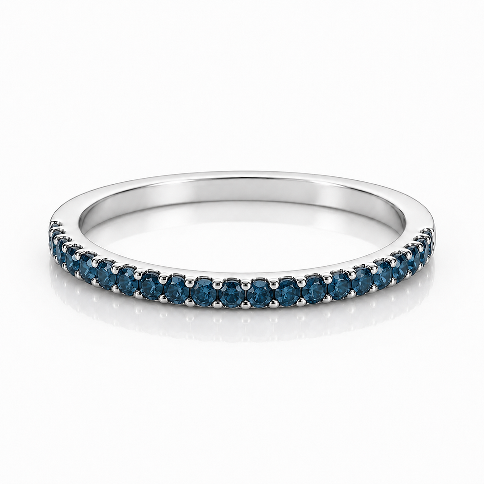 925 Sterling Silver London Blue Topaz 1.5mm Round Half Eternity Stackable Band Ring