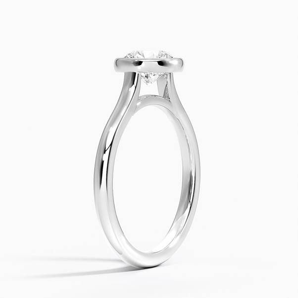 GRA Certified 1 CT Round Moissanite Bezel Set Solitaire Engagement Ring