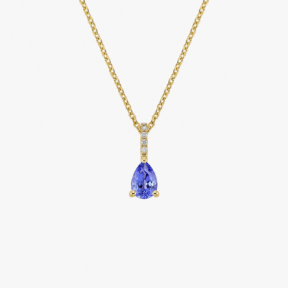 925 Sterling Silver Pear Cut Tanzanite Pendant Necklace, Yellow Gold Plated
