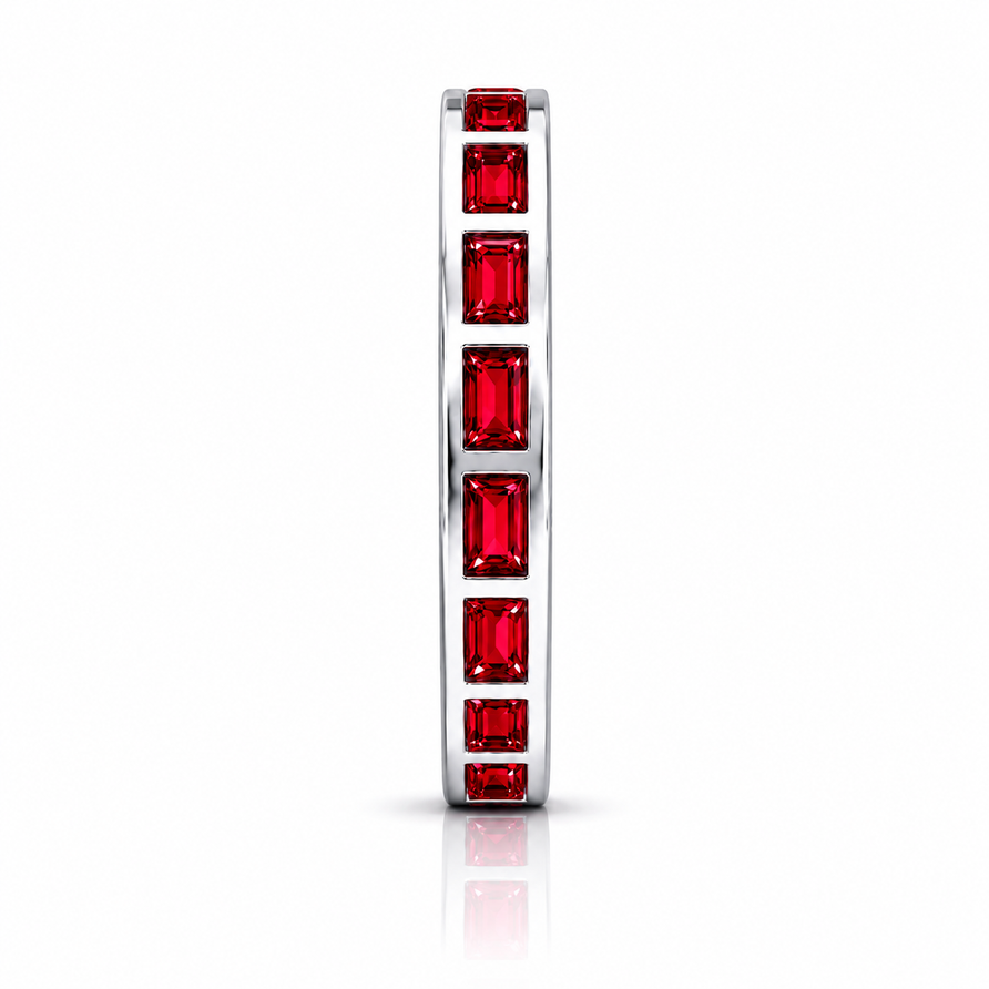 Bezel-Set Ruby Baguette Eternity Promise Band Ring