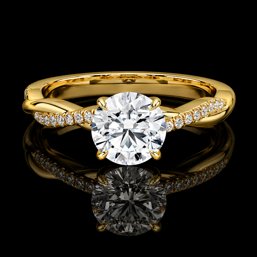 GRA Certified 1 CT Moissanite Round Brilliant Solitaire Engagement Ring