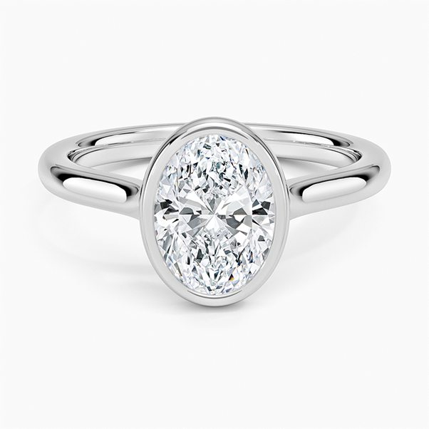 GRA Certified 1.5 CT Oval Moissanite Bezel Set Solitaire Engagement Ring