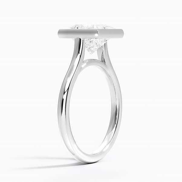 GRA Certified 2.70 CT Princess Cut Moissanite Bezel Set Solitaire Engagement Ring