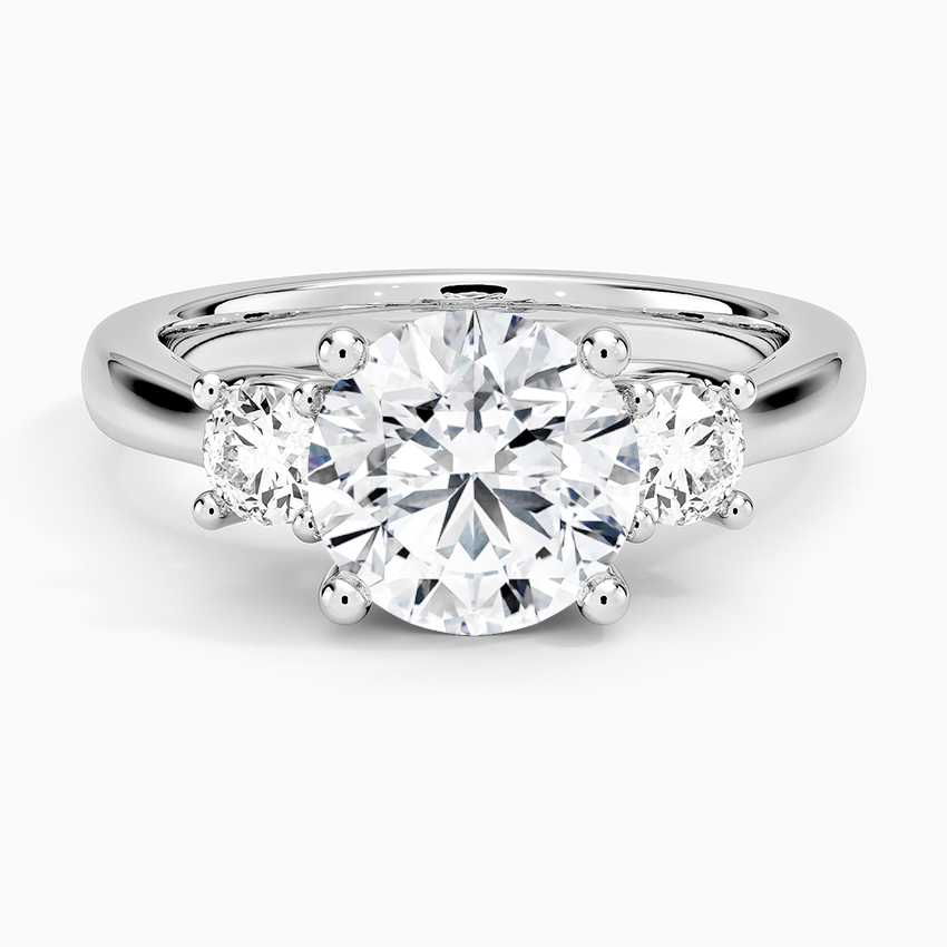 2 CT GRA Certified Round Moissanite 3 Stone Engagement Ring