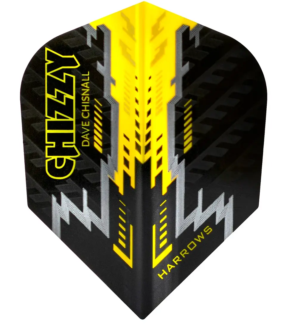 Dave Chisnall Black and Yellow Chizzy Dart Flights by Harrows