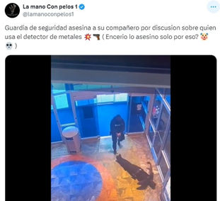 IMÁGENES FUERTES: guardia de seguridad dispara a su compañero luego de discutir quién iba a usar el detector de metales