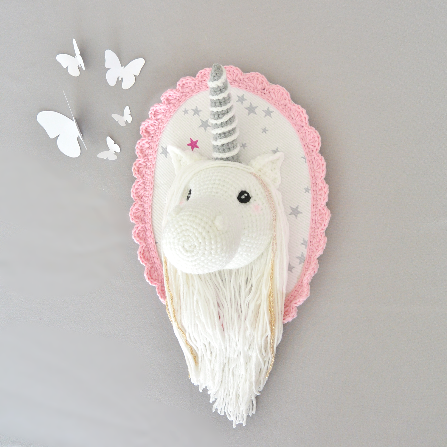 Trophée licorne rose/étoiles