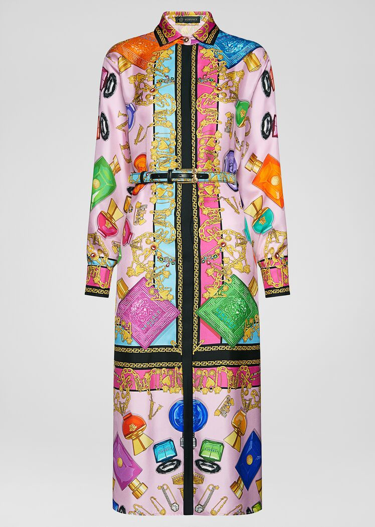 Thumbnail: BLONDE PRINT SILK SHIRT-DRESS