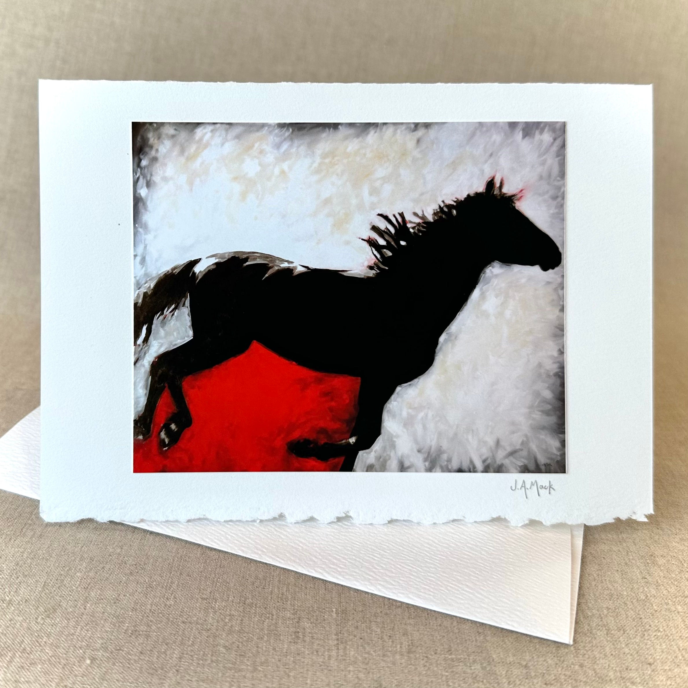 Horse with red