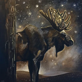 Moose Painting 
Moose at night