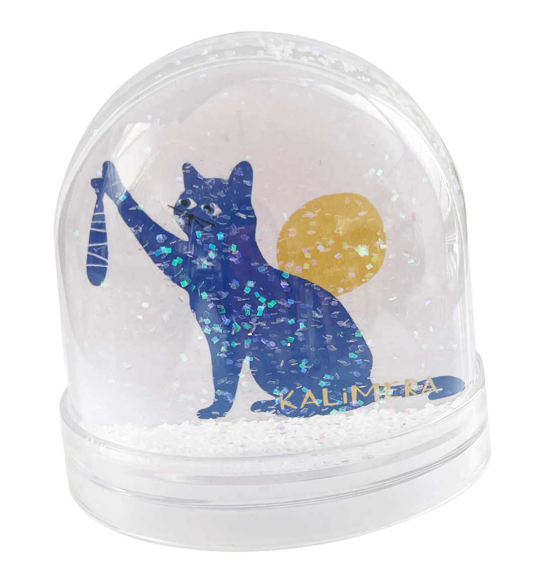 cat and donkey snow globe, modern gift, greek souvenir, snowflakes