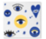evil eyes, ceramic coaster, tile, greek gift, blue, yellow
