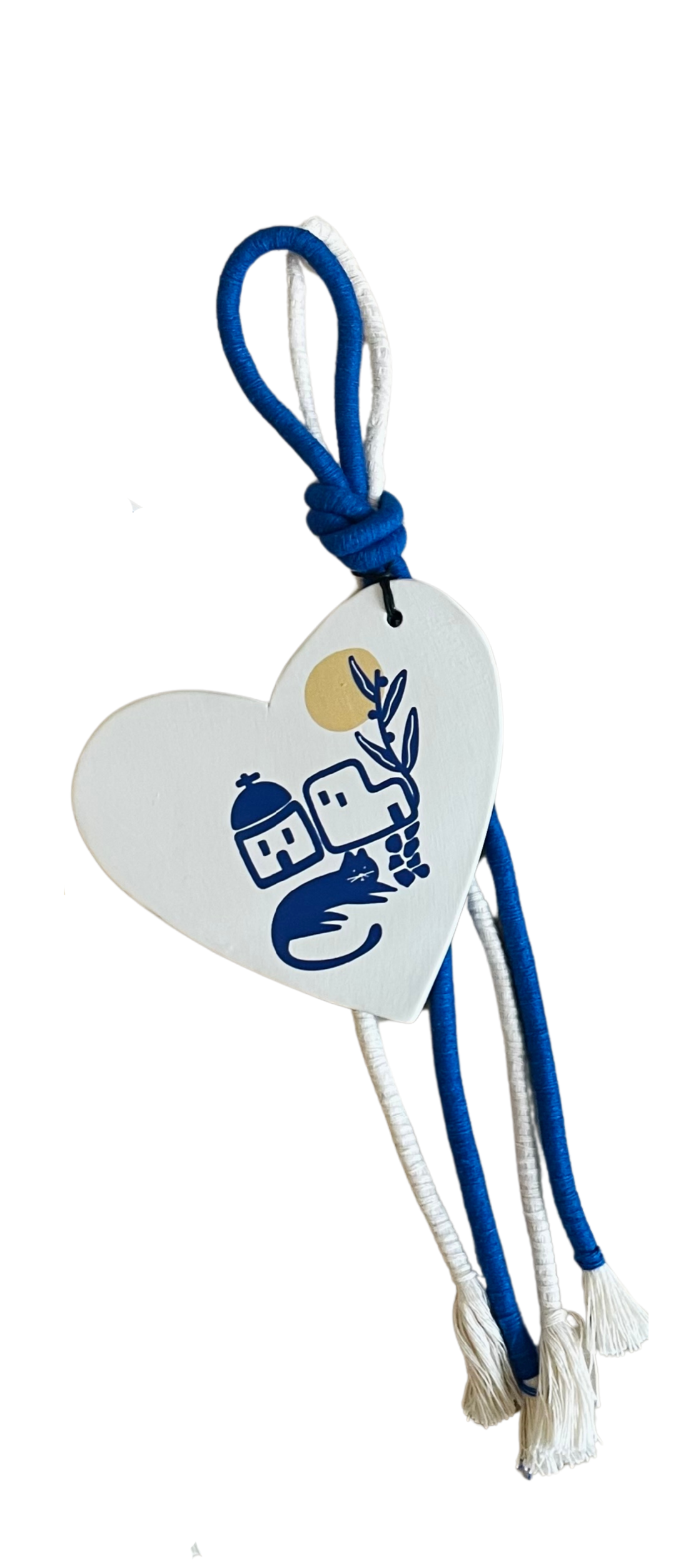 cat ceramic charm heart-shaped, greek gift, housewarming gift