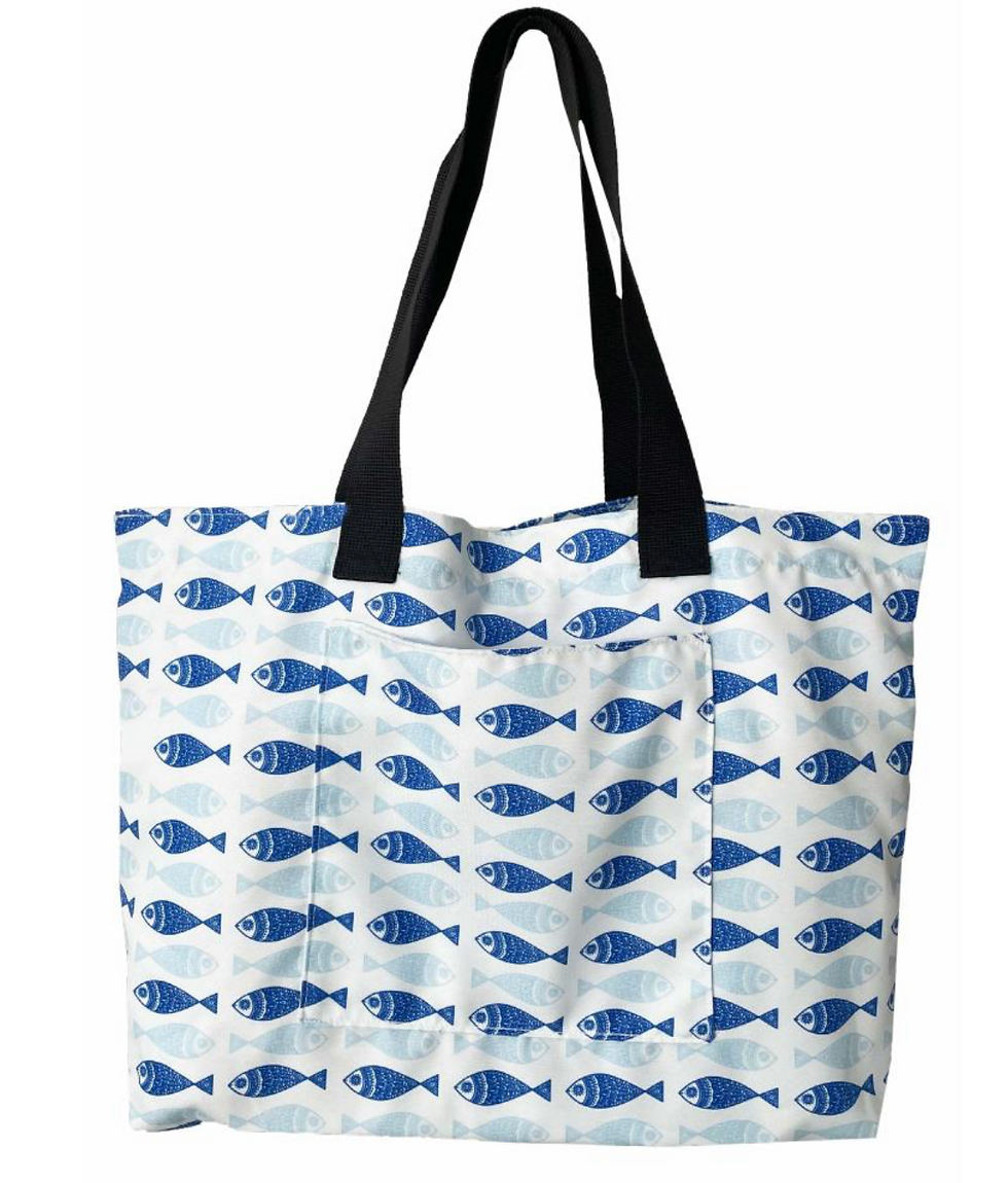 beach bag, sardines, fishes, illustration, sea