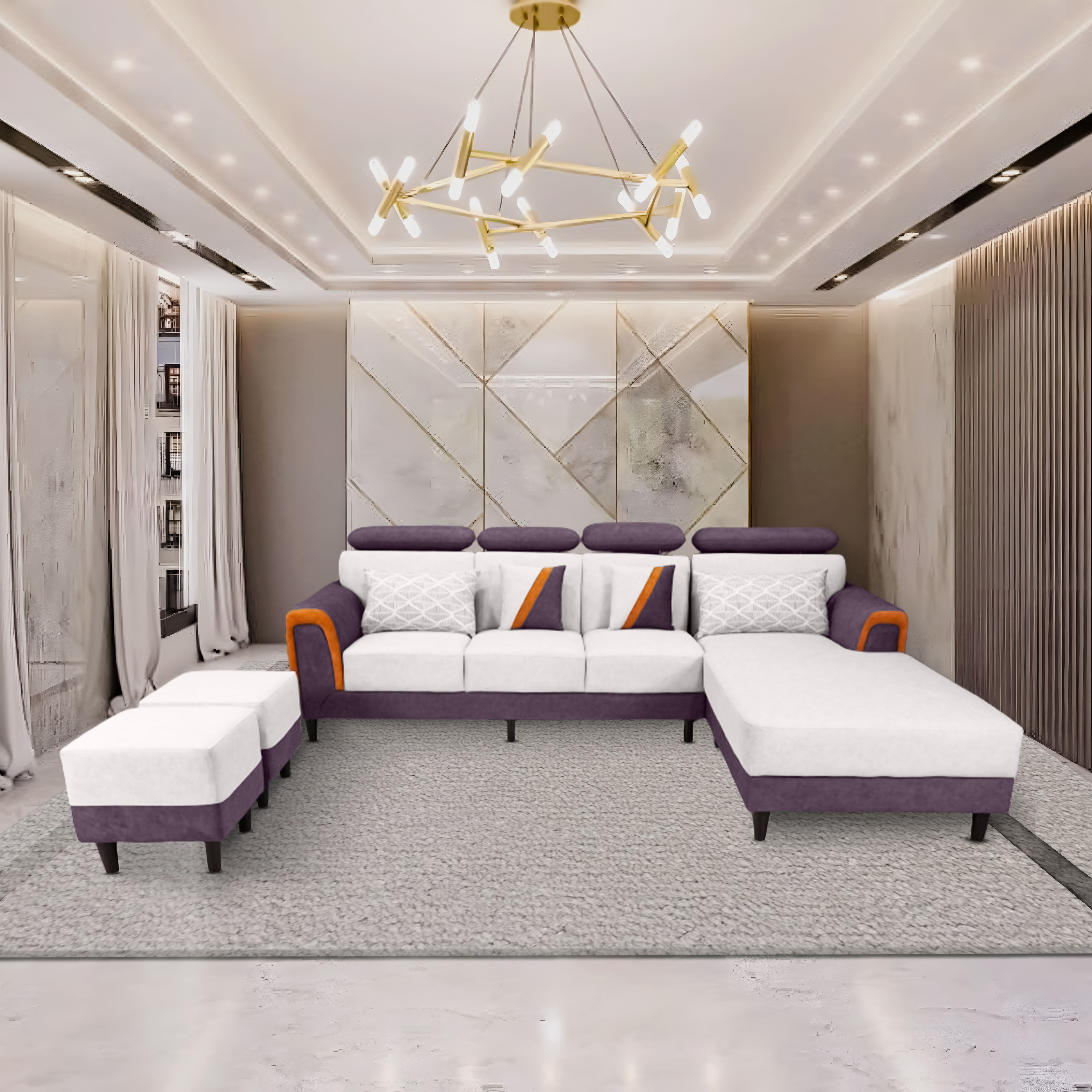 Zikara Modern Grey L Shape Sofa with Adjustable Headrest – Best Sofa for Large L