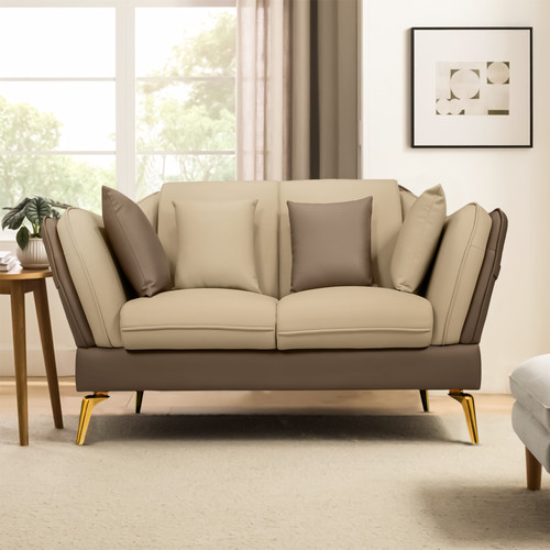 Laslie 2-Seater Sofa – Compact Elegance in Dual-Tone Leatherette