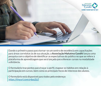 Contribua com a nossa pesquisa sobre Educação a Distância. Entre no link abaixo e deixe registrada s