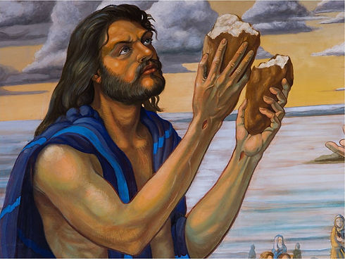 (4) Feeding of the Five Thousand-fresco-detail of Jesus breaking the bread.jpg