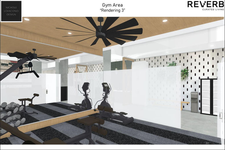 Gym Area Rendering 3 REVERB Curated Living Nichole Loiacono Design fitness center design