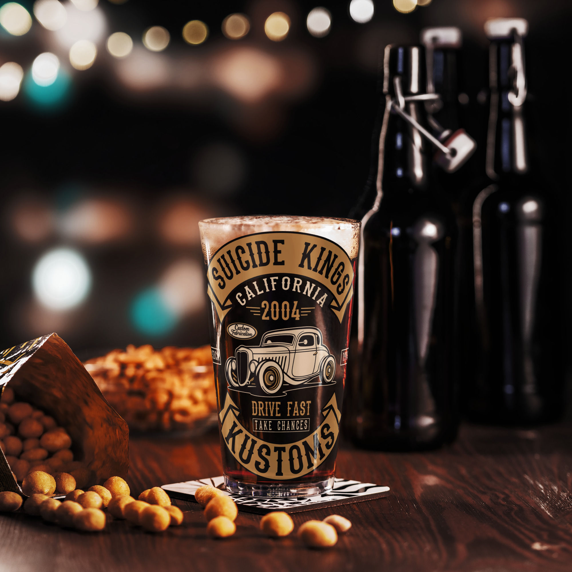 SK Hot Rods pint glass