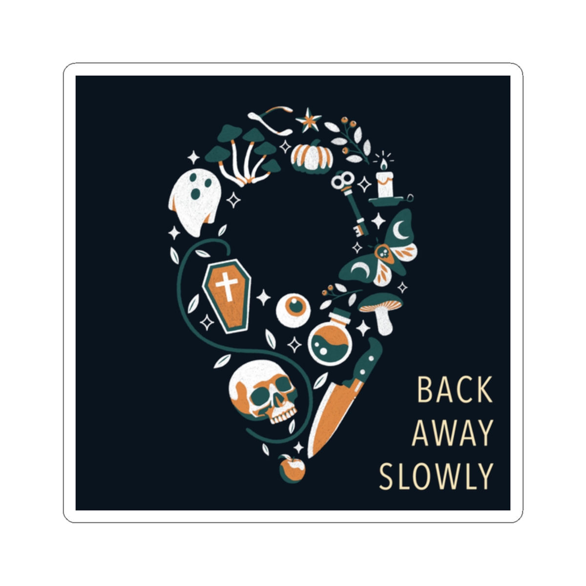 Back Away Slowly - Logo Sticker (navy square)