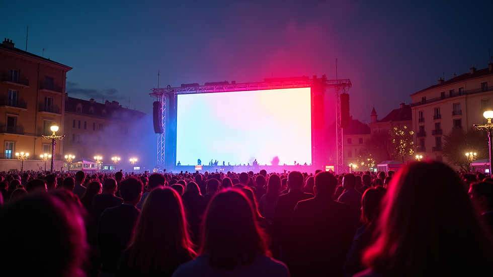 Vue rapprochée d’un écran géant LED en fonctionnement lors d’un festival à Montpellier