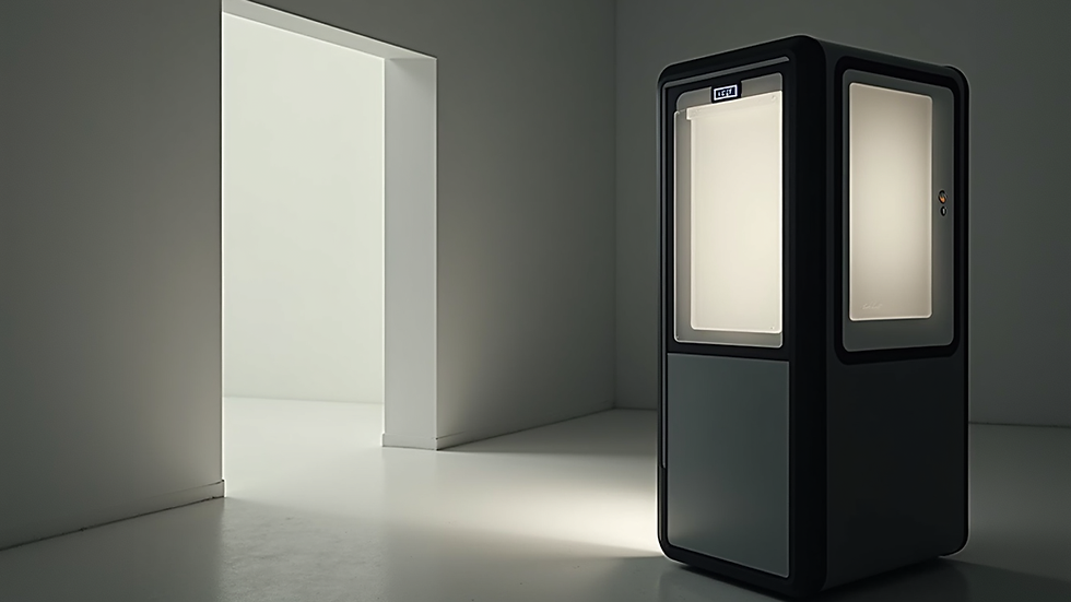 Vue rapprochée d'une borne Photo Booth moderne avec écran tactile