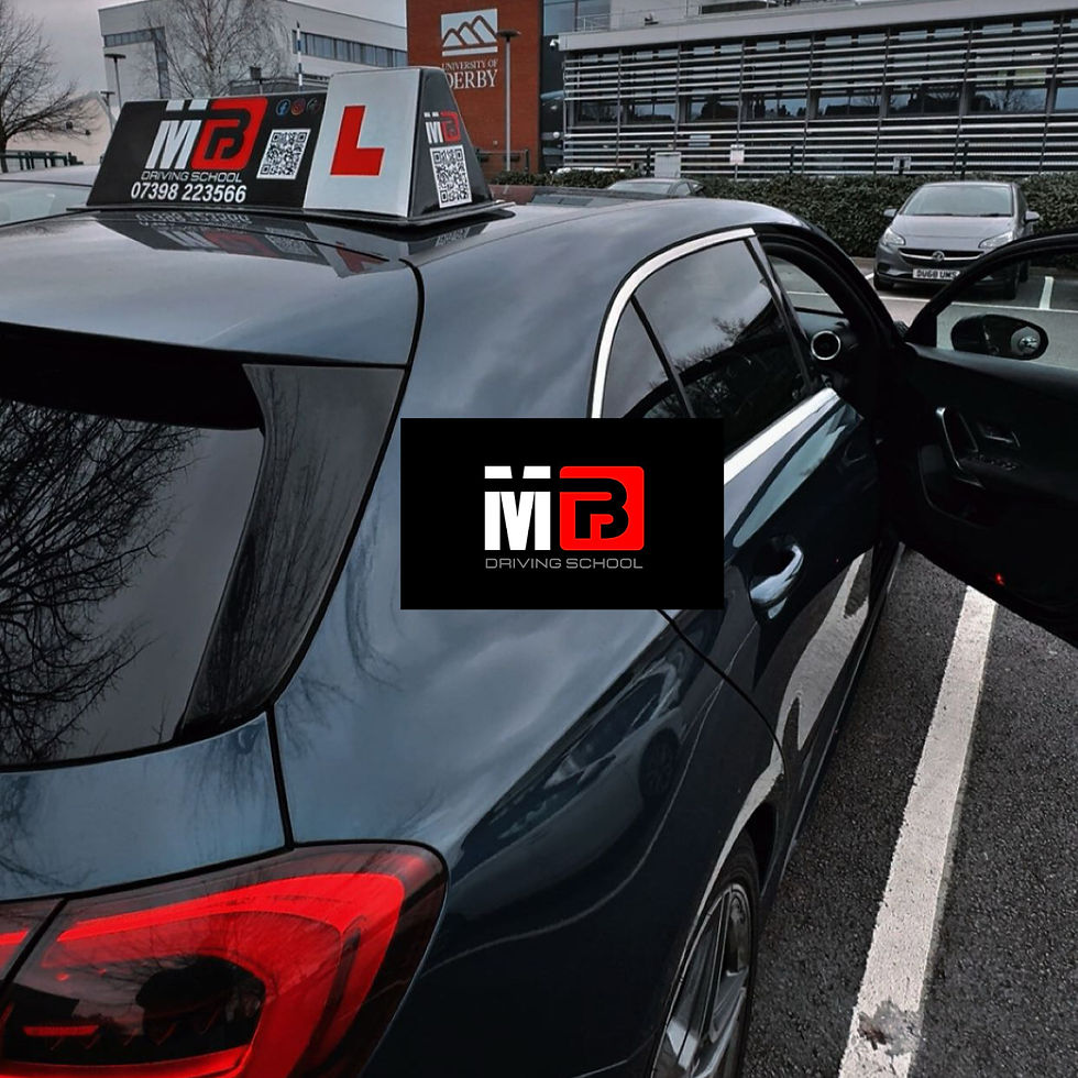 Manual driving lesson car parked near University of Derby for learner driver training