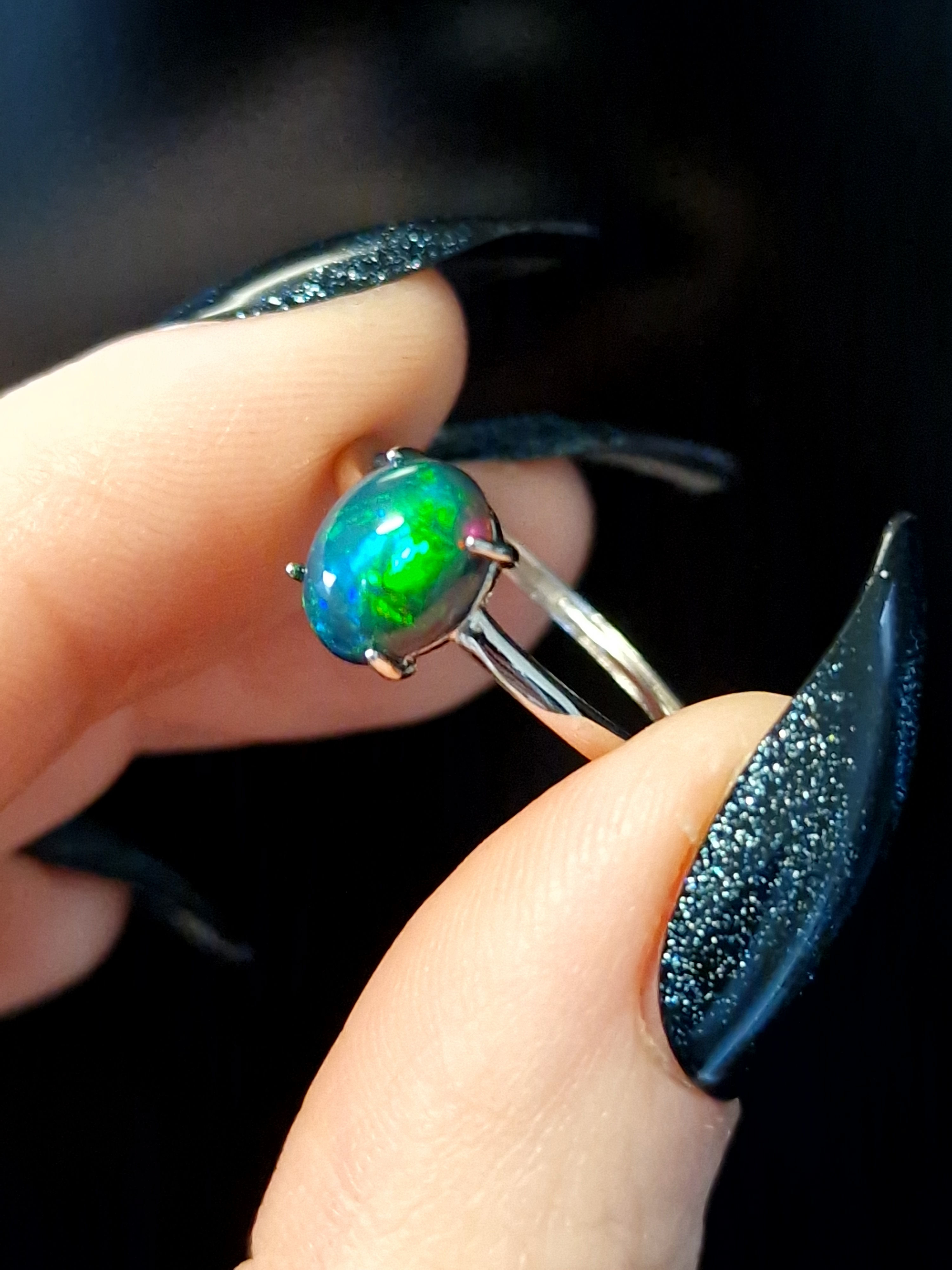 Green Opal Adjustable Ring || 2 