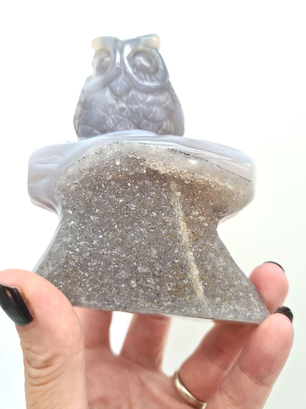 Thumbnail: Druzy Agate Owl Carving