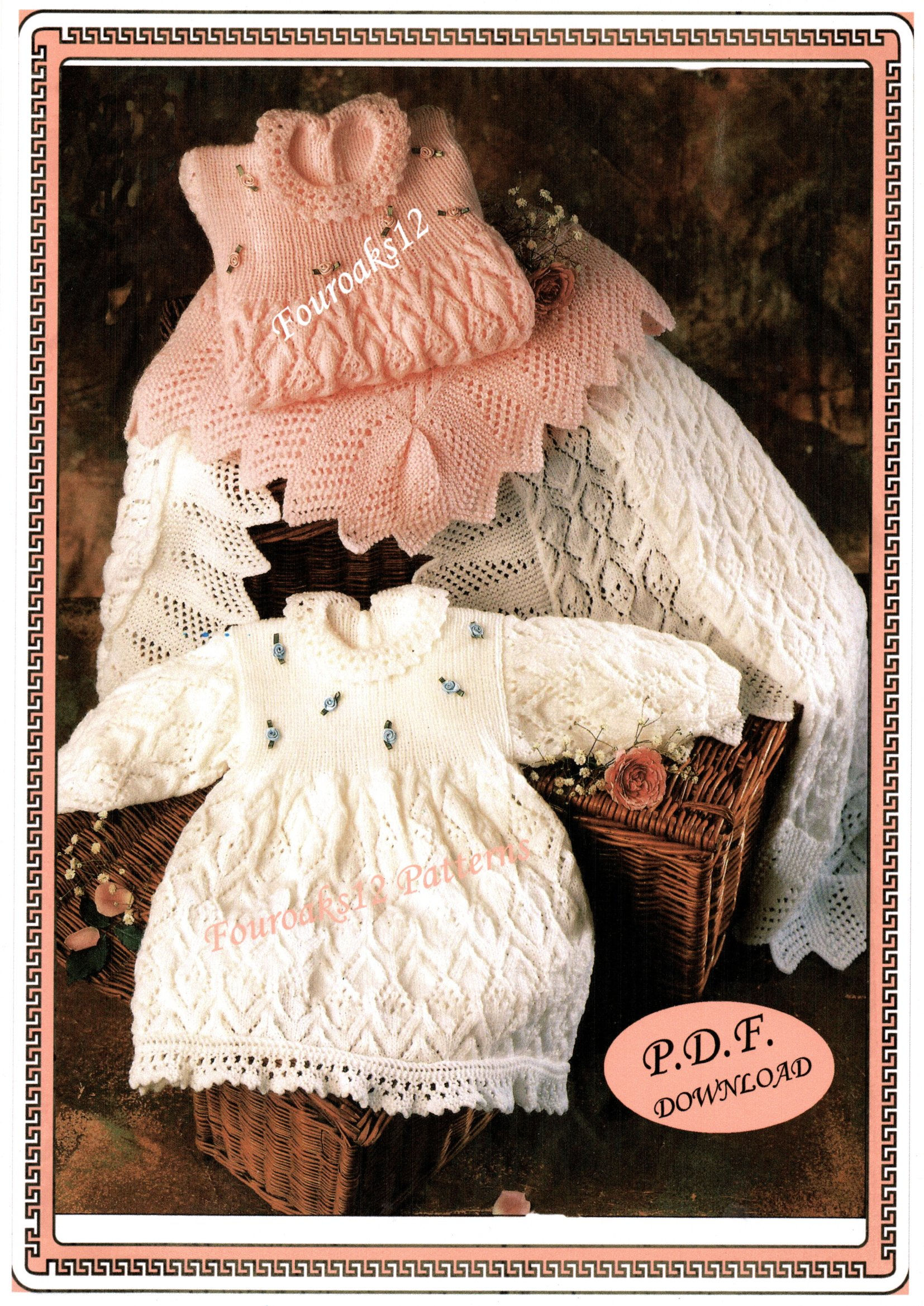 Baby's Dress and Shawl Knitting Pattern 3617