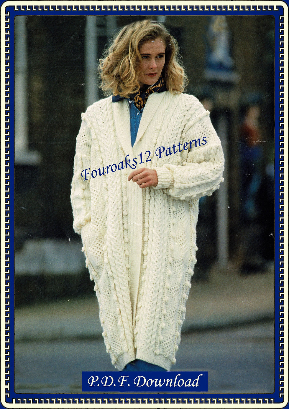 Lady's Aran Coat Knitting Pattern 4235