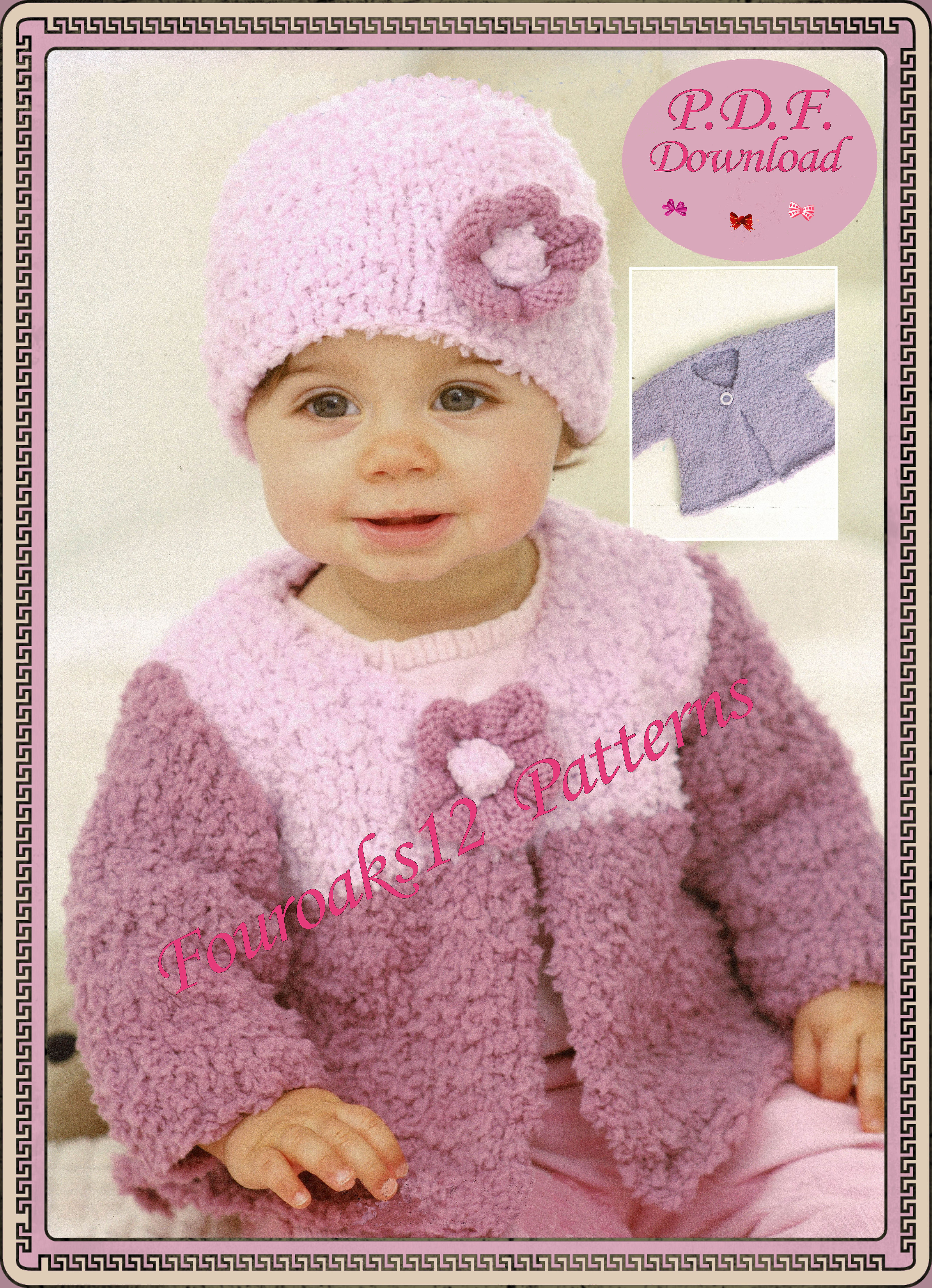 Girl's Cardigan and Hat Knitting Pattern 1772