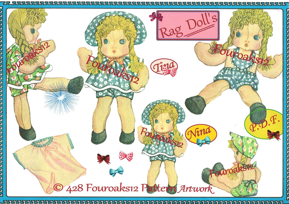 Vintage Rag Doll Sewing Pattern 428