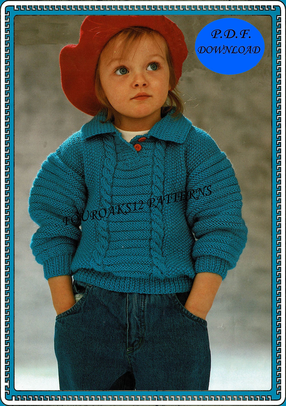 Boy's Sweater with collar Knitting Pattern 0903