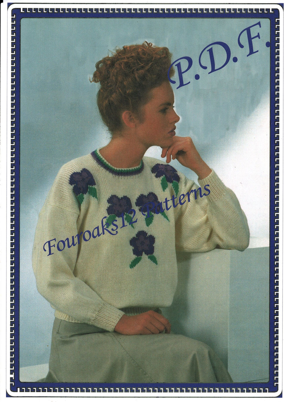 Lady's Flower Sweater Knitting Pattern 1237