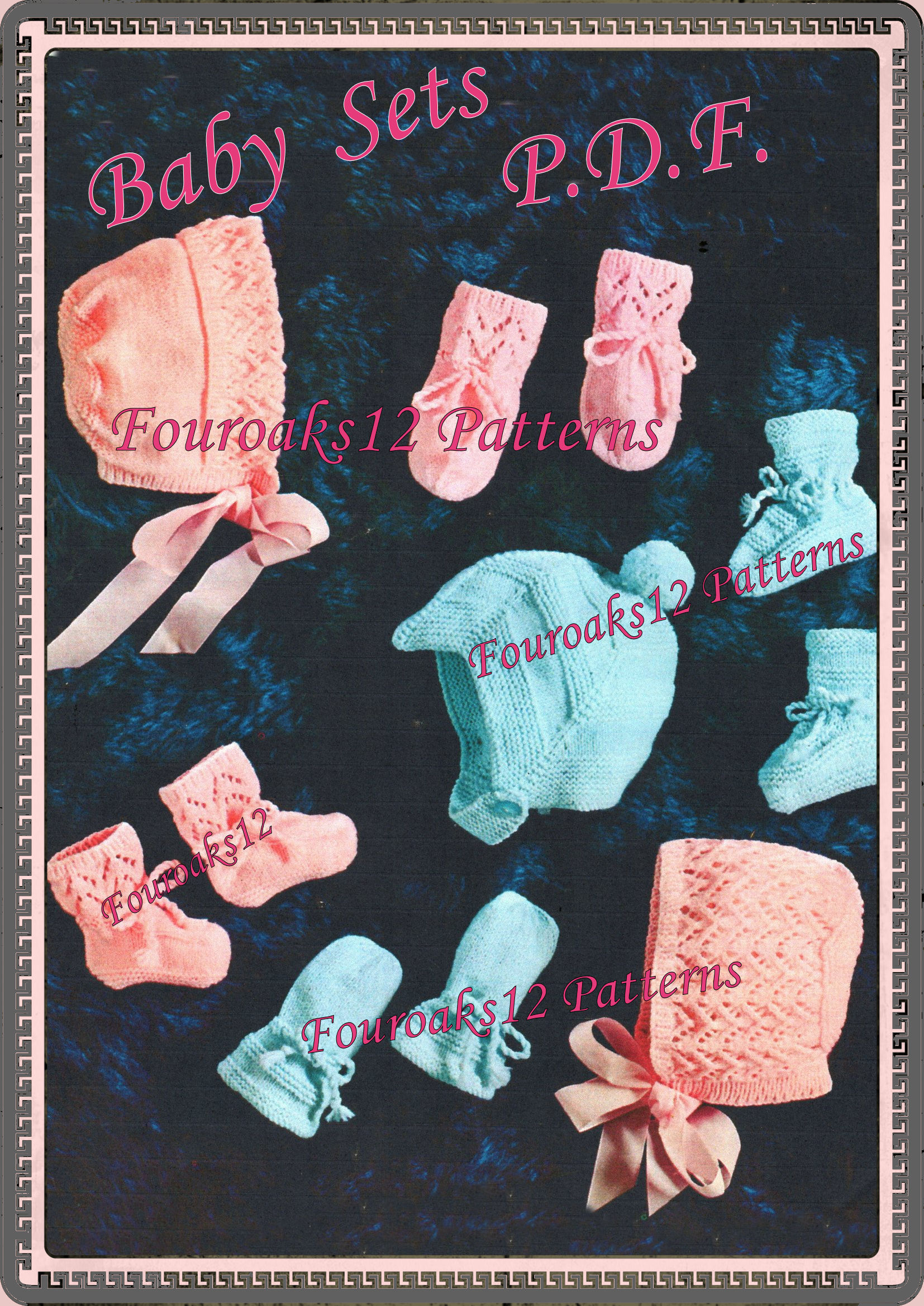 Baby Bonnet sets knitting pattern 1027