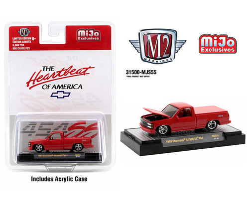 M2 Machines 1993 Chevy Silverado 454 SS. Mijo Exclusives Red 1.64