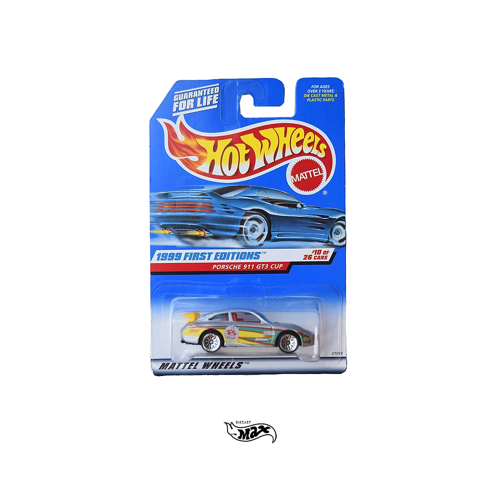 Hot Wheels Old Card Porsche 911 GT3 Cup 1999 1st Editions #10/26. Yellow Wing