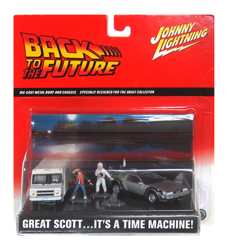 Johnny Lightning: Back to the Future Diorama. Delorean DMC, Cargo Van y Figuras
