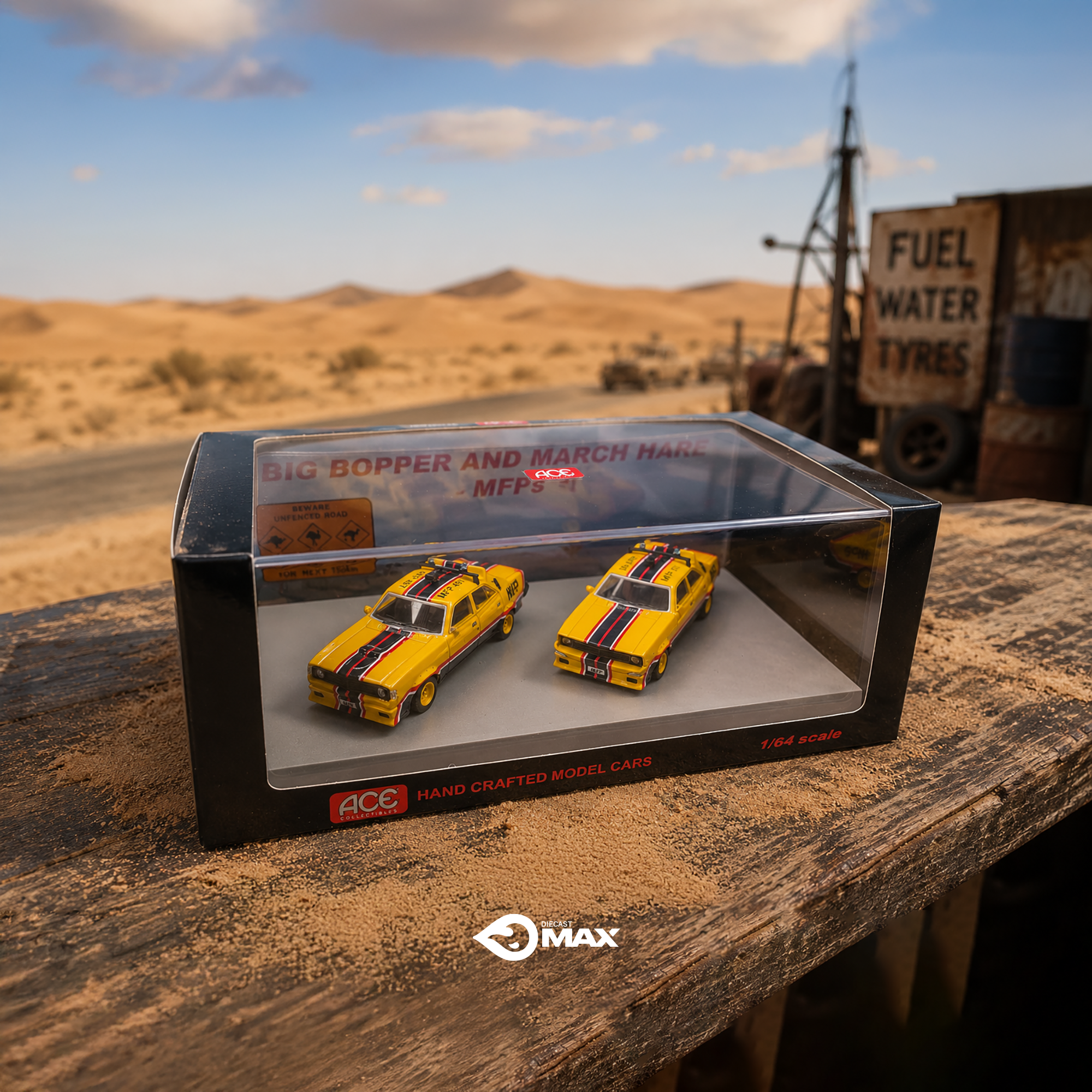 Mad Max Big Bopper and March Hare Police Falcon Sedan 2-Car Set (1:64)