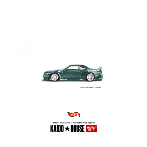 Mini GT Kaido House Nissan GT-R R34 Tamiya Grasshopper V1 – Scala 1/64, Bianco, Edizione 2025