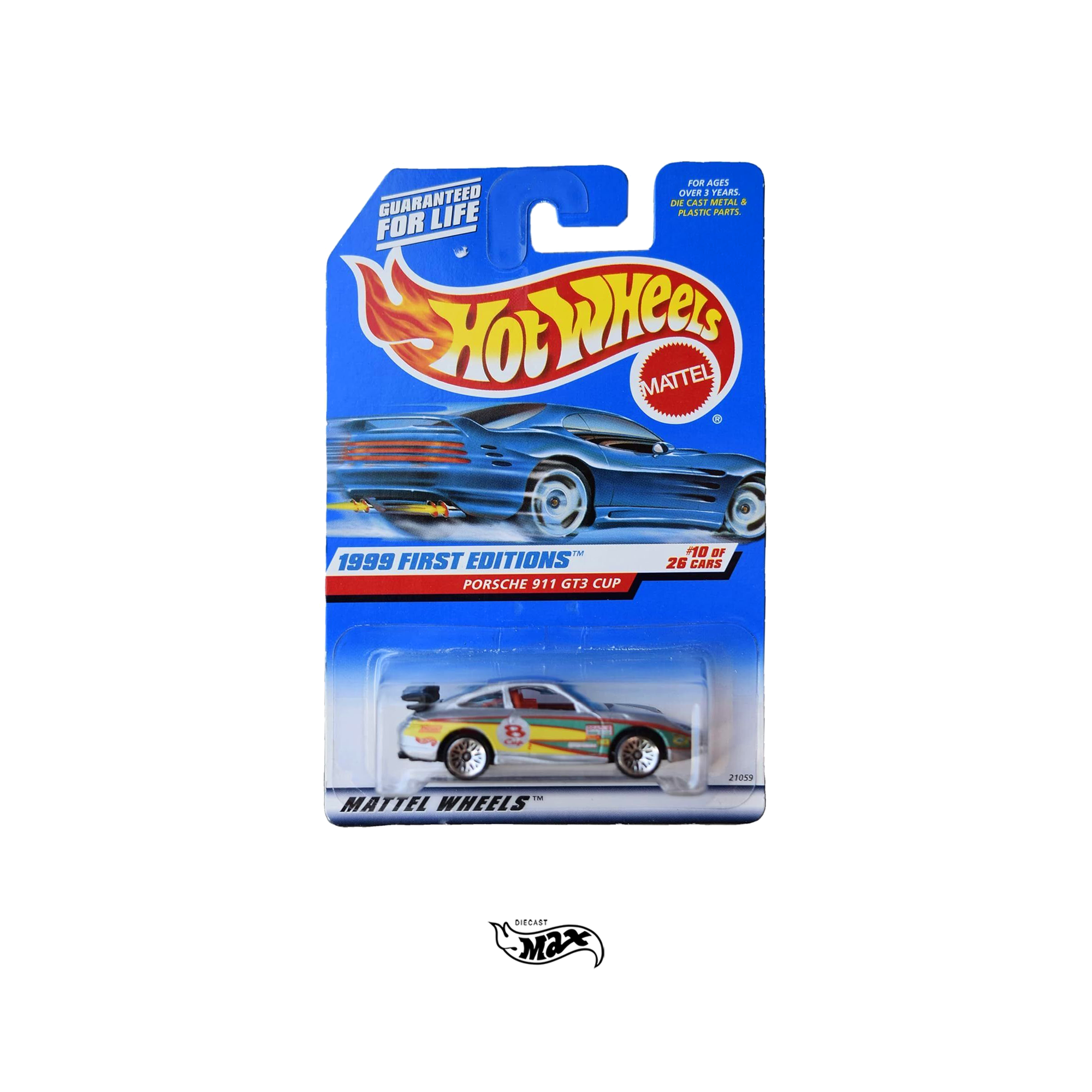 Hot Wheels Old Card Porsche 911 GT3 Cup 1999 1st Editions #10/26. Black Wing