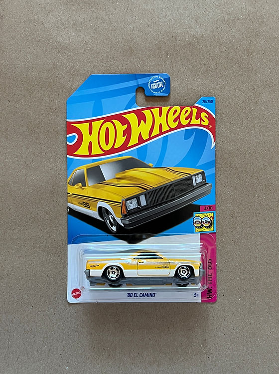 Hot Wheels 1980 El Camino 1:64 Scale Die-Cast Car - Yellow, HW The 80s Series 3/10, Store Exclusive